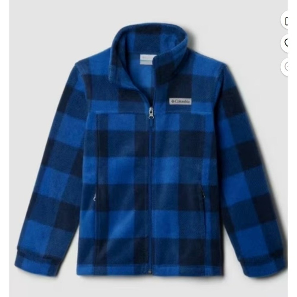 Columbia Kids Fleece‎ Jacket Blue Plaid WB6777 Size XL Outdoor Adventure NEW $35